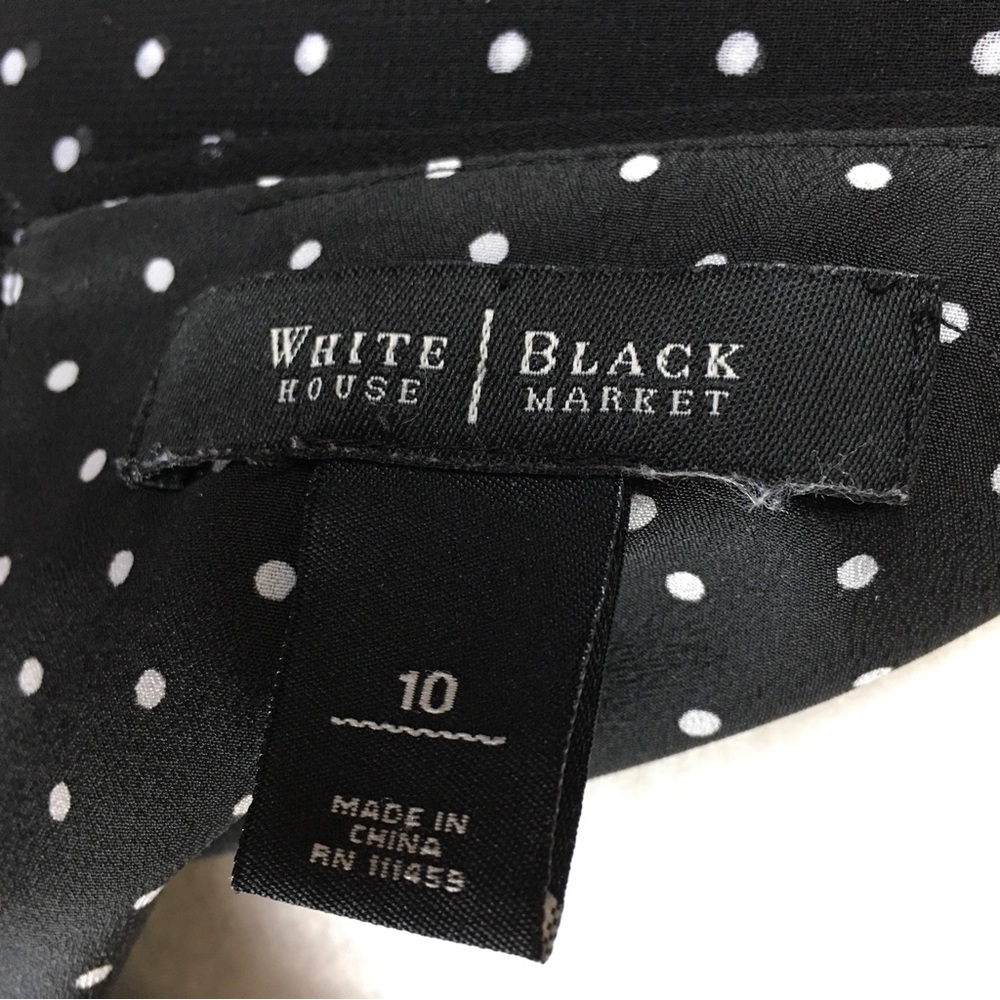 White House Black Market Women's Black with White Polka Dot Dress Size 10 - Picture 2 of 9